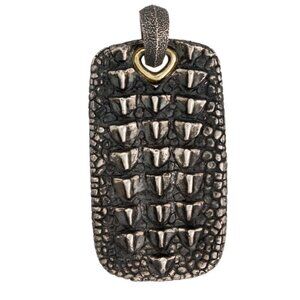 DAVID YURMAN LARGE TWO-TONE STERLING SILVER-18K GOLD ALLIGATOR DOG TAG PENDANT